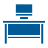 Computer on desk icon