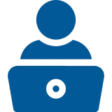 Person using a laptop icon