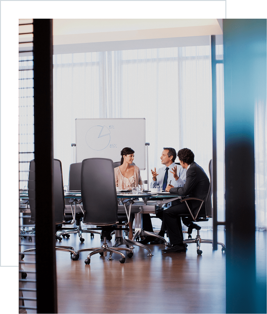 Business meeting with three colleagues